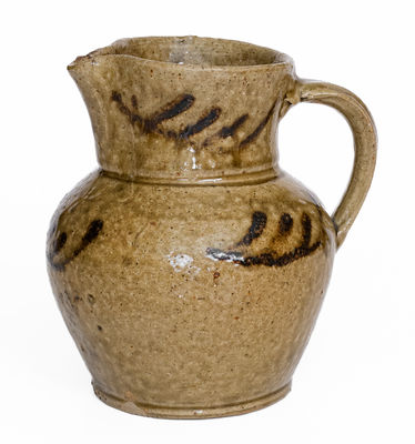 Rare Small-Sized attrib. Thomas Chandler, Edgefield District, SC Stoneware Pitcher w/ Iron Slip Decoration