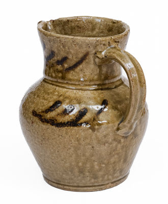 Rare Small-Sized attrib. Thomas Chandler, Edgefield District, SC Stoneware Pitcher w/ Iron Slip Decoration