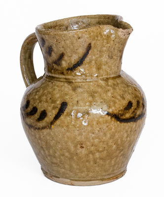 Rare Small-Sized attrib. Thomas Chandler, Edgefield District, SC Stoneware Pitcher w/ Iron Slip Decoration