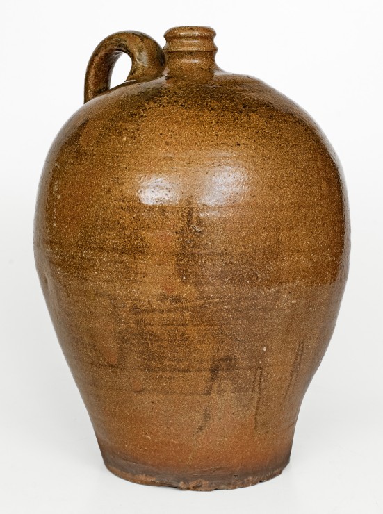 Three-Gallon Alkaline-Glazed Stoneware Jug, Stamped 