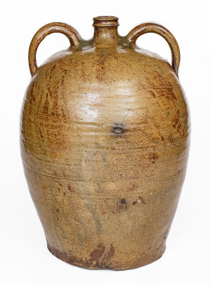 Rare Edgefield District, SC Double-Handled Stoneware Jug Incised X and Stamped Y, att. Pottersville Pottery, possibly David Drake