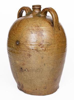 Rare Edgefield District, SC Double-Handled Stoneware Jug Incised X and Stamped Y, att. Pottersville Pottery, possibly David Drake