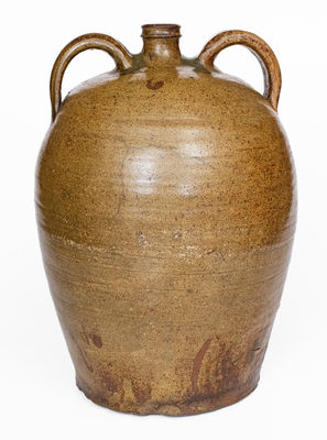 Rare Edgefield District, SC Double-Handled Stoneware Jug Incised X and Stamped Y, att. Pottersville Pottery, possibly David Drake