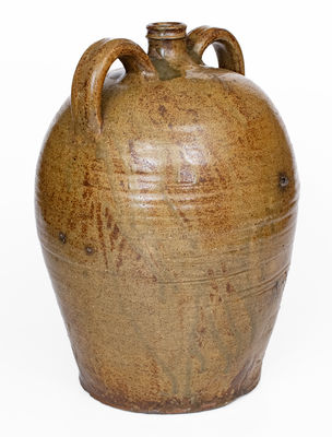 Rare Edgefield District, SC Double-Handled Stoneware Jug Incised X and Stamped Y, att. Pottersville Pottery, possibly David Drake