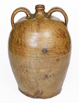 Rare Edgefield District, SC Double-Handled Stoneware Jug Incised X and Stamped Y, att. Pottersville Pottery, possibly David Drake