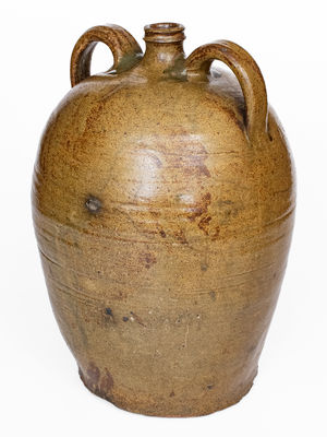 Rare Edgefield District, SC Double-Handled Stoneware Jug Incised X and Stamped Y, att. Pottersville Pottery, possibly David Drake