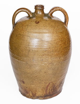Rare Edgefield District, SC Double-Handled Stoneware Jug Incised X and Stamped Y, att. Pottersville Pottery, possibly David Drake