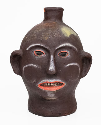 Rare Painted American Pottery Face Jug, possibly North Carolina