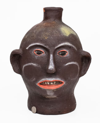 Rare Painted American Pottery Face Jug, possibly North Carolina