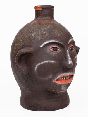Rare Painted American Pottery Face Jug, possibly North Carolina