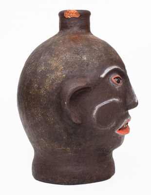 Rare Painted American Pottery Face Jug, possibly North Carolina
