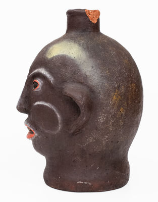 Rare Painted American Pottery Face Jug, possibly North Carolina