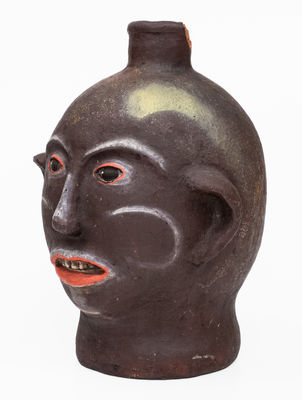 Rare Painted American Pottery Face Jug, possibly North Carolina