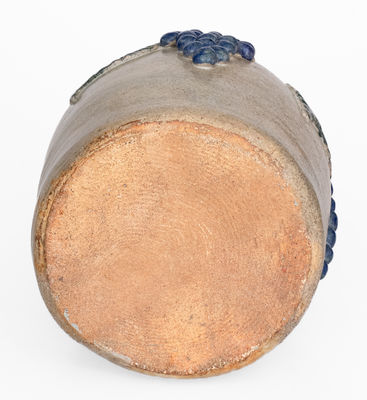 Alkaline-Glazed Lidded Stoneware Jar w/ Applied Grapes Motif, attrib. Arie Meaders, Cleveland, GA