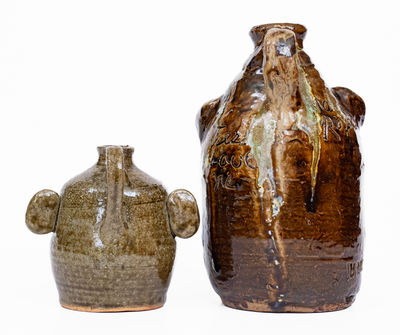 Two Alkaline-Glazed Georgia Stoneware Face Jugs