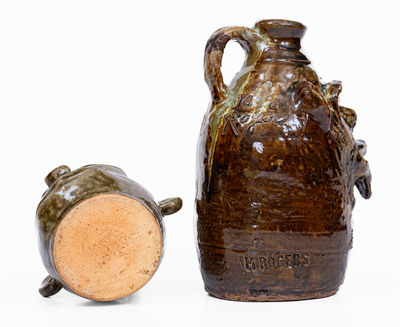 Two Alkaline-Glazed Georgia Stoneware Face Jugs