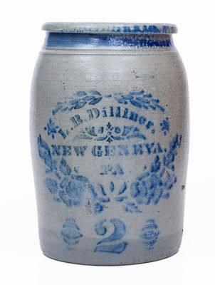 L.B. Dilliner / NEW GENEVA / PA Stoneware Jar, c1875