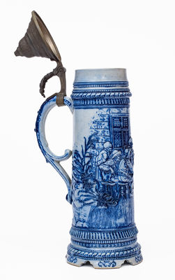 Cobalt-Decorated Stoneware Lidded Stein, attrib. White s Pottery, Utica, NY