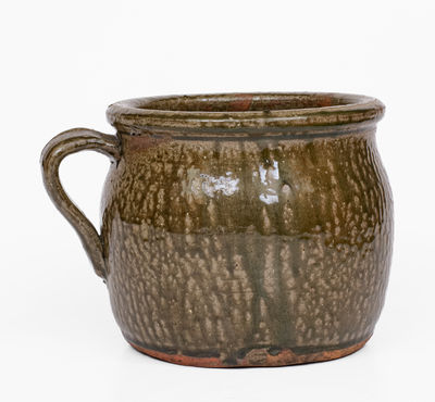 Attrib. Cheever Meaders, Cleveland, GA Alkaline-Glazed Stoneware Handled Jar, c1920-40