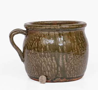 Attrib. Cheever Meaders, Cleveland, GA Alkaline-Glazed Stoneware Handled Jar, c1920-40
