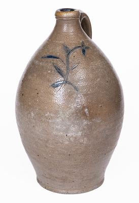 Connecticut Stoneware Jug w/ Incised Floral Decoration, first quarter 19th century