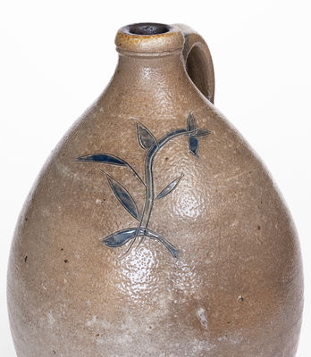 Connecticut Stoneware Jug w/ Incised Floral Decoration, first quarter 19th century