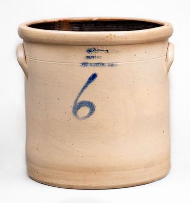 6 Gal. A.J. BUTTLER / MANUFACTURER / NEW-BRUNSWICK, N.J. Stoneware Crock