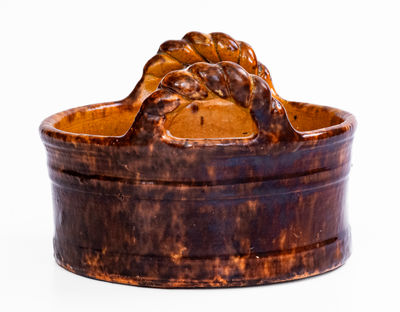 Small-Sized JOHN BELL / WAYNESBORO Redware Butter Tub, c1850-80