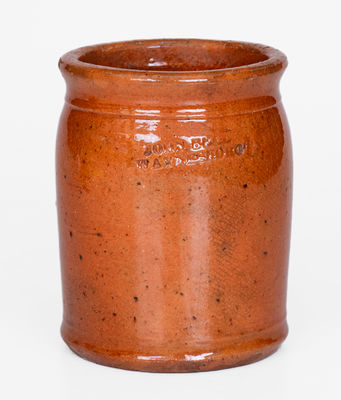Small-Sized JOHN BELL / WAYNESBORO Glazed Redware Jar