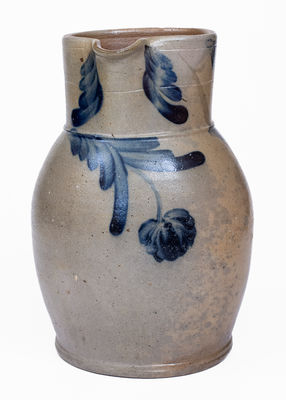 Baltimore Stoneware Pitcher w/ Cobalt Floral Decoration, c1860