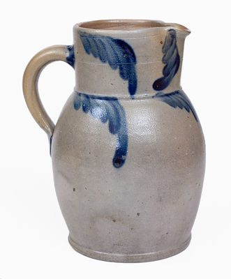 Baltimore Stoneware Pitcher w/ Cobalt Floral Decoration, c1860