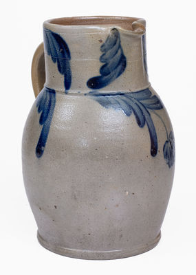 Baltimore Stoneware Pitcher w/ Cobalt Floral Decoration, c1860
