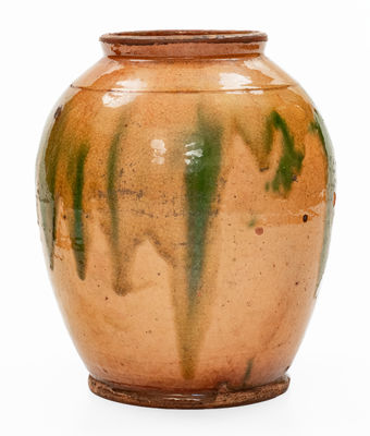 Exceptional Copper-Decorated Bristol County, Mass. Redware Jar, late 18th / early 19th century