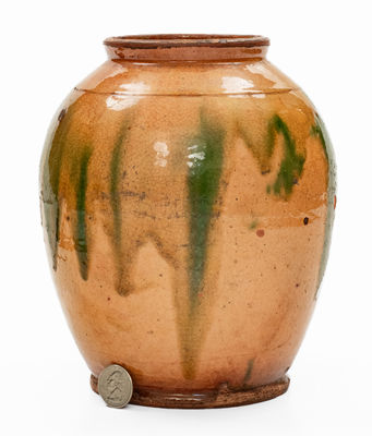 Exceptional Copper-Decorated Bristol County, Mass. Redware Jar, late 18th / early 19th century
