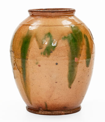 Exceptional Copper-Decorated Bristol County, Mass. Redware Jar, late 18th / early 19th century
