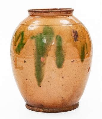 Exceptional Copper-Decorated Bristol County, Mass. Redware Jar, late 18th / early 19th century