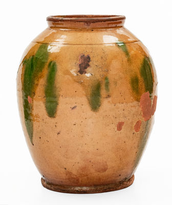 Exceptional Copper-Decorated Bristol County, Mass. Redware Jar, late 18th / early 19th century