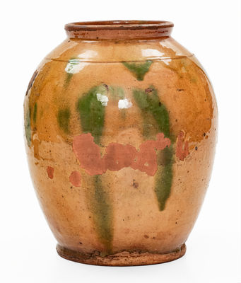 Exceptional Copper-Decorated Bristol County, Mass. Redware Jar, late 18th / early 19th century