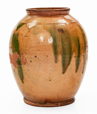 Exceptional Copper-Decorated Bristol County, Mass. Redware Jar, late 18th / early 19th century