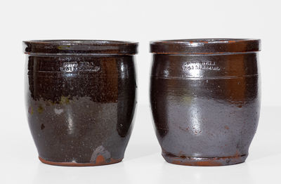 Two Glazed JOHN BELL / WAYNESBORO Redware Jars, c1850-80