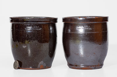 Two Glazed JOHN BELL / WAYNESBORO Redware Jars, c1850-80