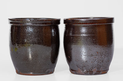 Two Glazed JOHN BELL / WAYNESBORO Redware Jars, c1850-80