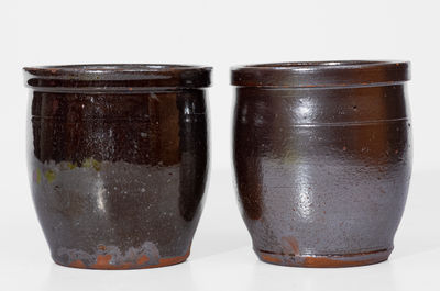 Two Glazed JOHN BELL / WAYNESBORO Redware Jars, c1850-80