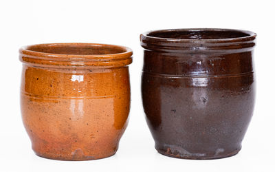 Two Glazed Bell Family (Waynesboro, Pennsylvania) Redware Jars