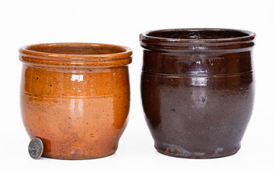 Two Glazed Bell Family (Waynesboro, Pennsylvania) Redware Jars