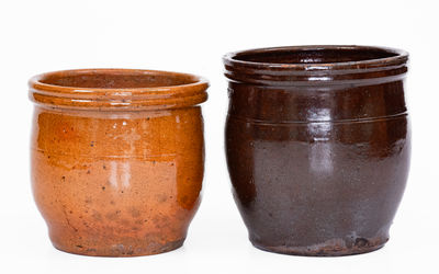 Two Glazed Bell Family (Waynesboro, Pennsylvania) Redware Jars