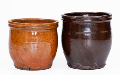 Two Glazed Bell Family (Waynesboro, Pennsylvania) Redware Jars