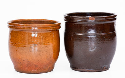 Two Glazed Bell Family (Waynesboro, Pennsylvania) Redware Jars