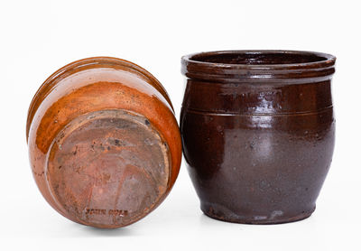 Two Glazed Bell Family (Waynesboro, Pennsylvania) Redware Jars