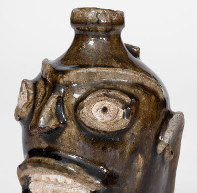 Rare Edgefield District, SC Stoneware Face Jug, 19th century, probably Thomas J. Davies Pottery